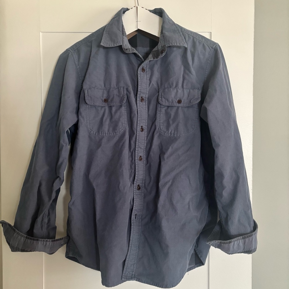 Men’s Tailor Vintage Reversible Shacket over shirt button down blue check medium